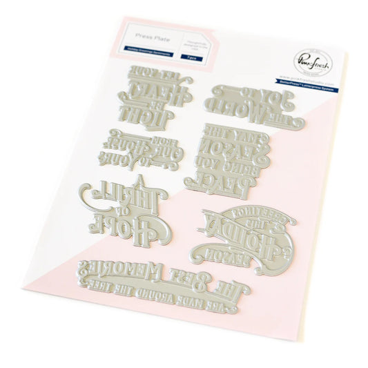 PINK FRESH STUDIO Holiday Greetings Sentiments press plate
