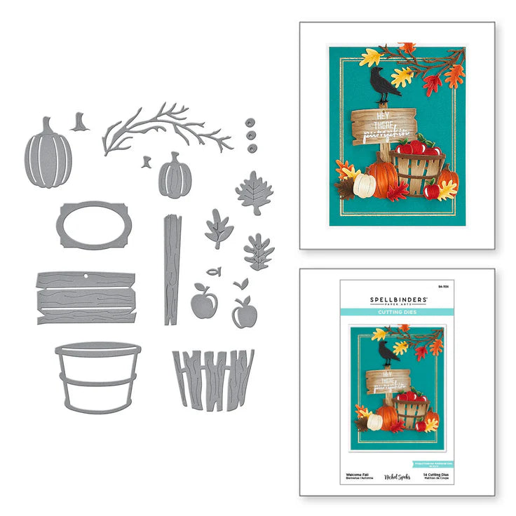 S4-1136 Welcome Fall Etched Dies from Happy Harvest
